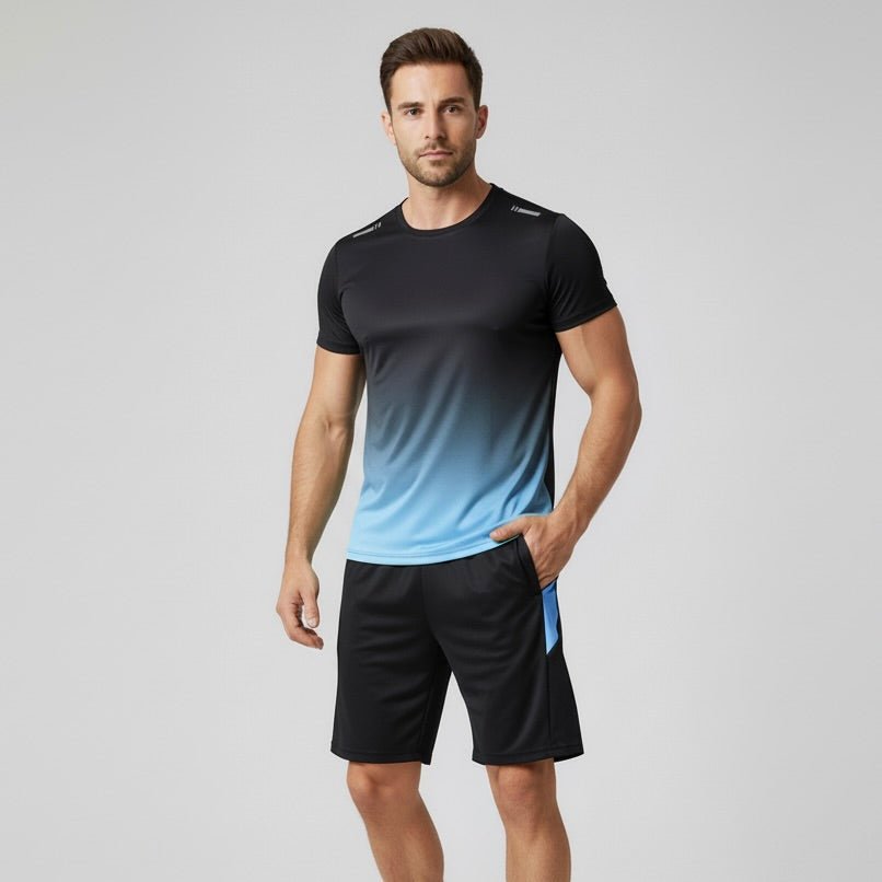 Men's Gradient Quick-Dry Breathable T-Shirt Shorts Activewear Set - Variant Style 7 | Lavisa