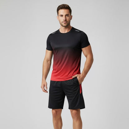 Men's Gradient Quick-Dry Breathable T-Shirt Shorts Activewear Set - Variant Style 8 | Lavisa