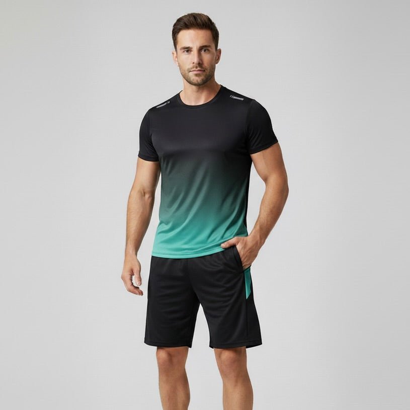 Men's Gradient Quick-Dry Breathable T-Shirt Shorts Activewear Set - Variant Style 9 | Lavisa