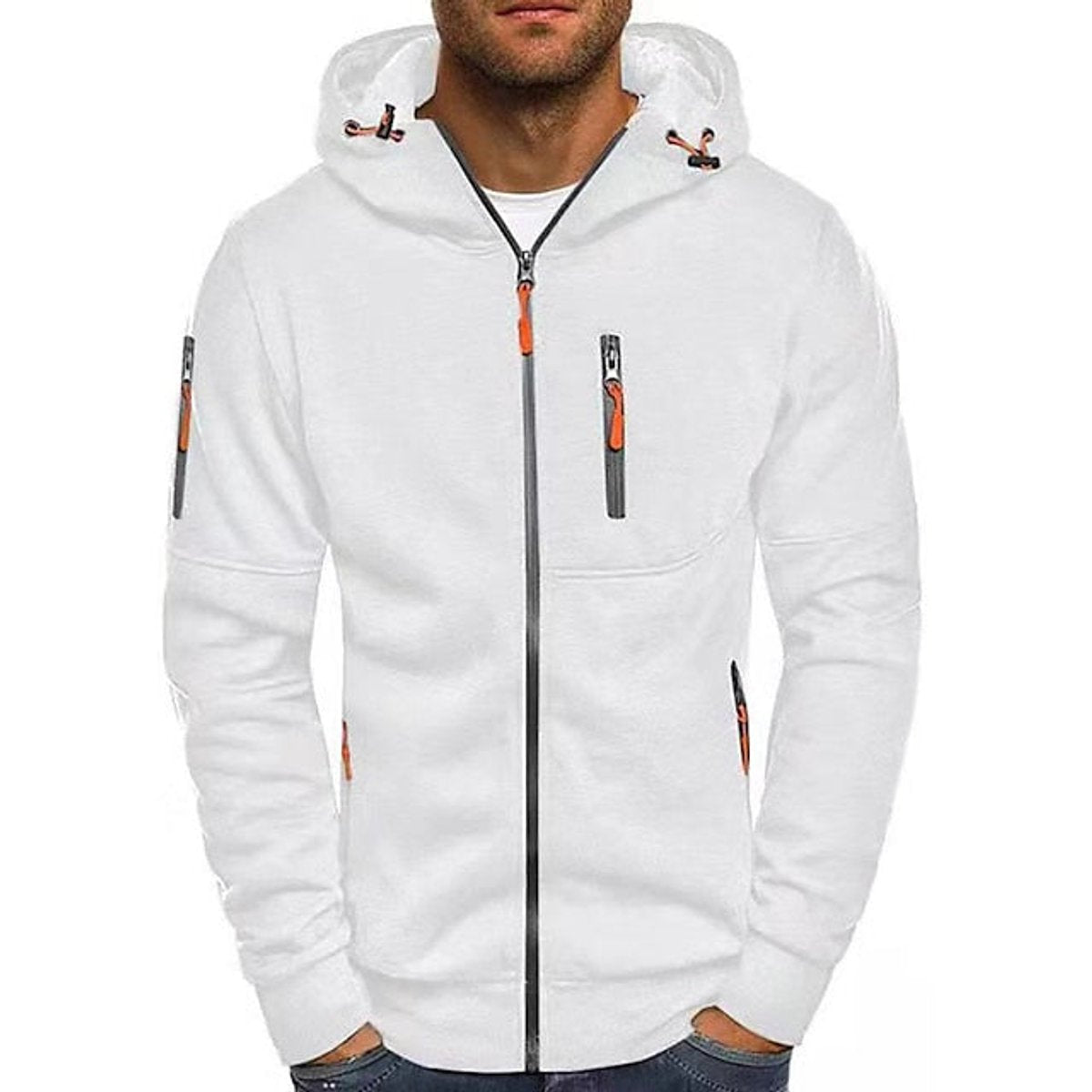 Lavisa - Mens Knit Sweater Zip-Up Hooded Fleece Pullover Multi-Pocket