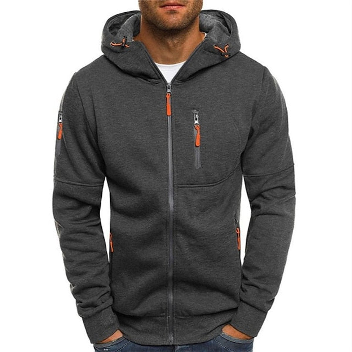 Lavisa - Mens Knit Sweater Zip-Up Hooded Fleece Pullover Multi-Pocket