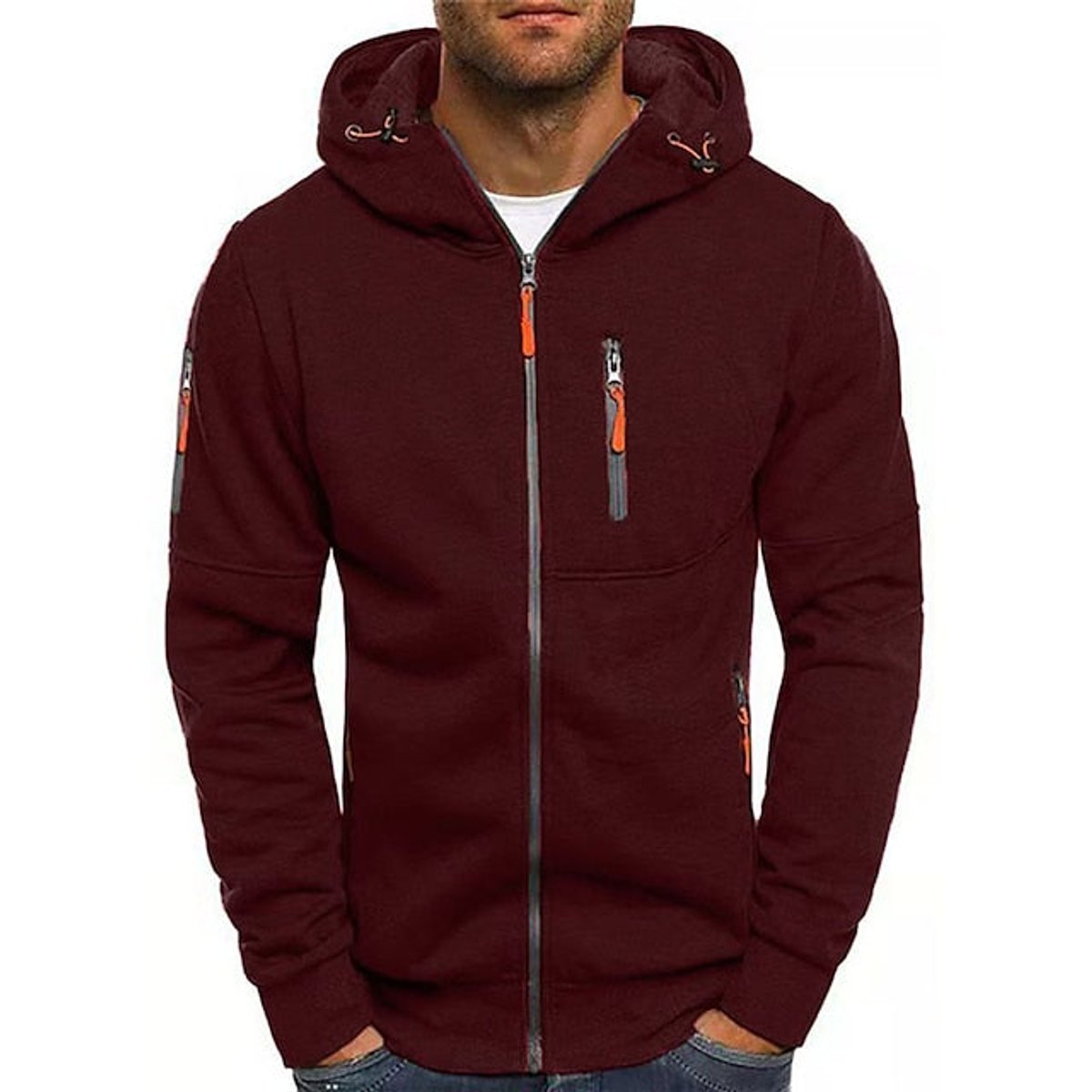 Lavisa - Mens Knit Sweater Zip-Up Hooded Fleece Pullover Multi-Pocket