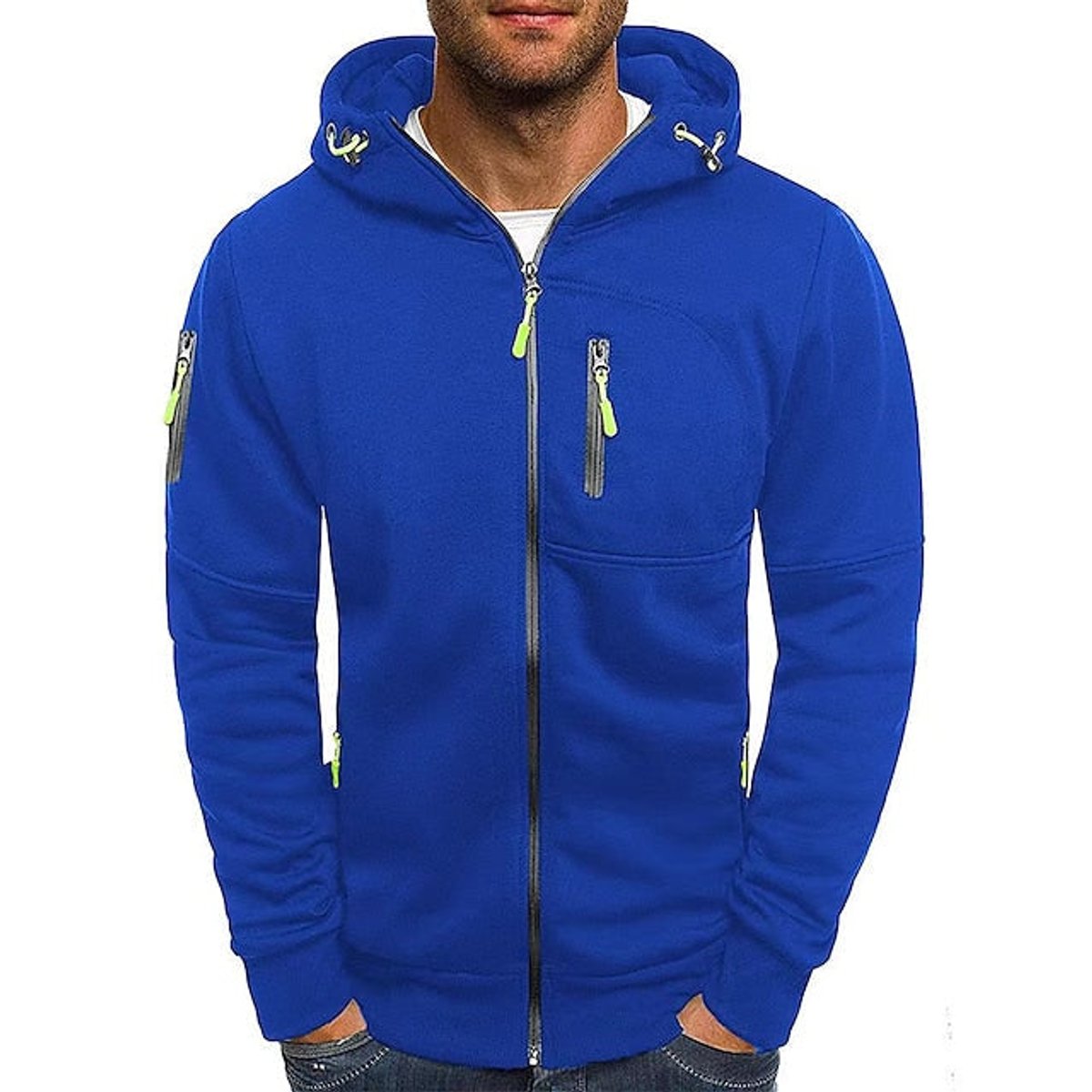 Lavisa - Mens Knit Sweater Zip-Up Hooded Fleece Pullover Multi-Pocket