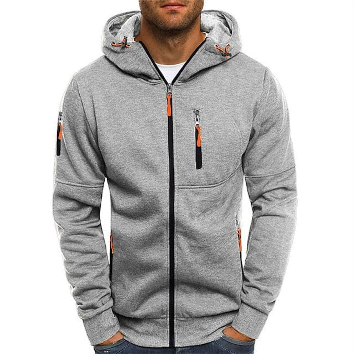 Lavisa - Mens Knit Sweater Zip-Up Hooded Fleece Pullover Multi-Pocket
