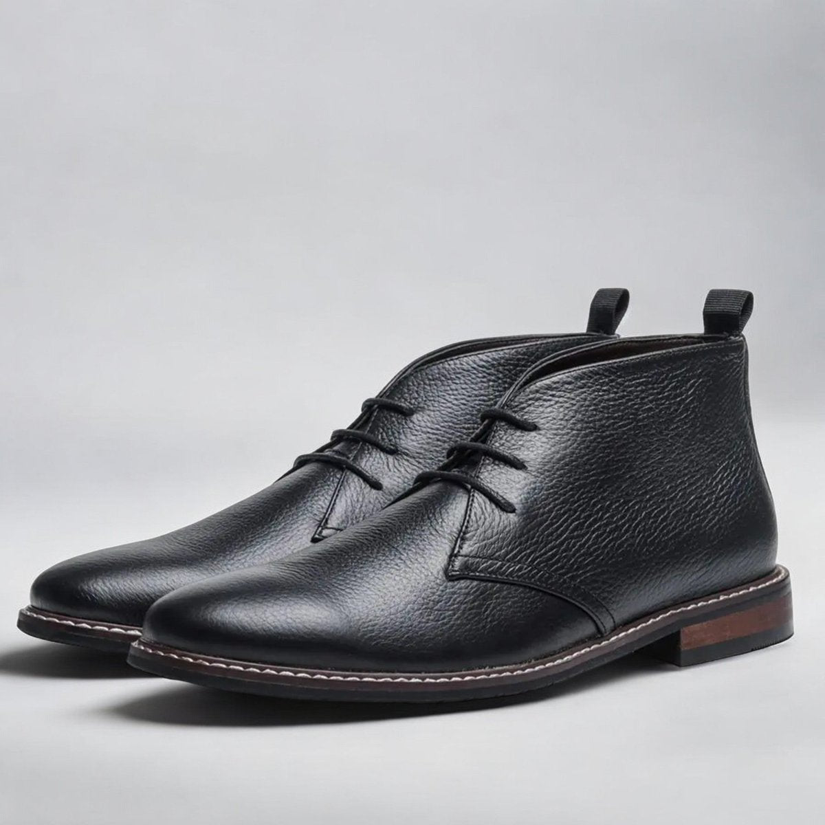 Men's Lace-Up Chukka Boots Ankle Faux Leather - Side Angle | Lavisa