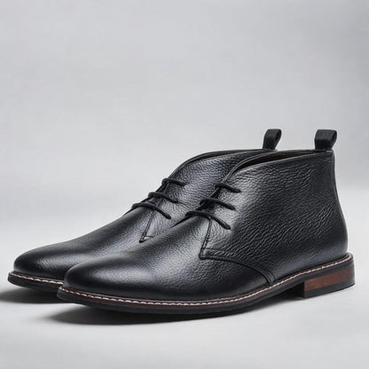 Men's Lace-Up Chukka Boots Ankle Faux Leather - Side Angle | Lavisa