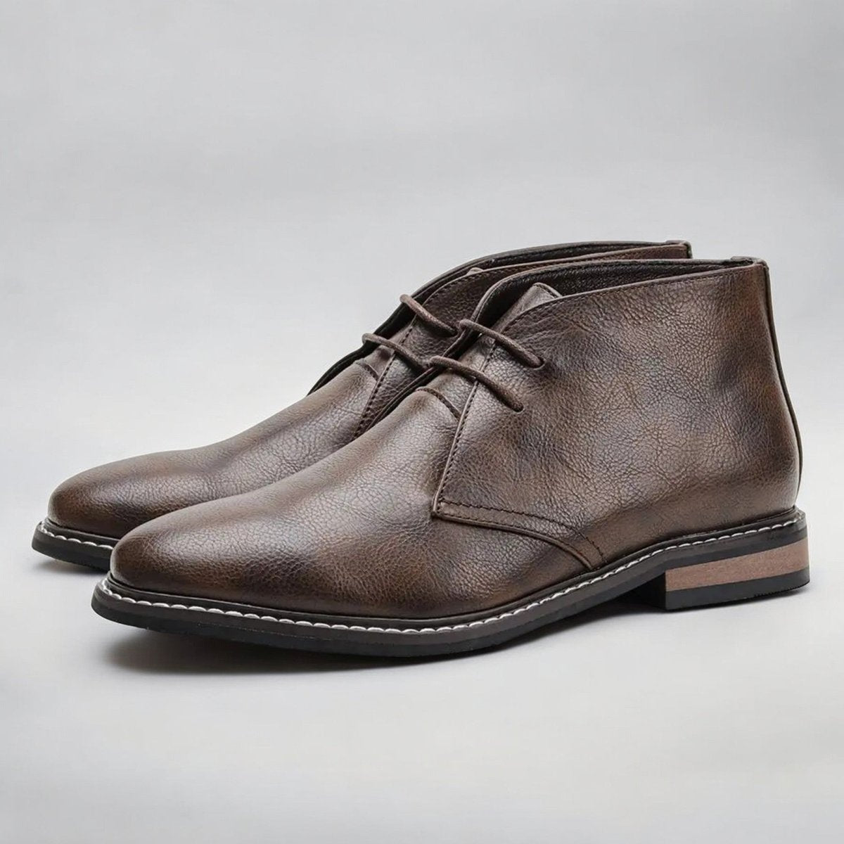 Men's Lace-Up Chukka Boots Ankle Faux Leather - Back View | Lavisa