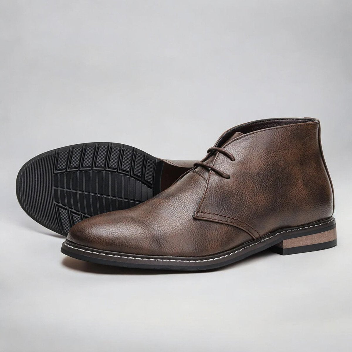 Men's Lace-Up Chukka Boots Ankle Faux Leather - Close-Up Fabric Texture | Lavisa