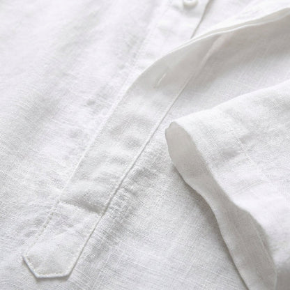 Lavisa - Men's Linen Mandarin Collar Henley Shirt