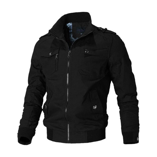 Lavisa - Men's Military-Style Zip-Up Mens Bomber Jacket Multi-Pocket