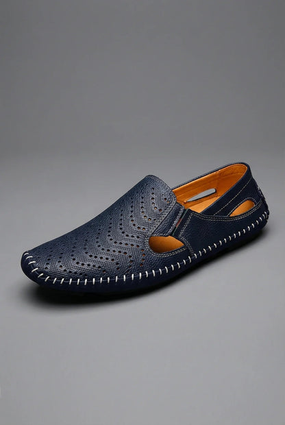 Men's Perforated Slip-On Breathable Summer Loafers - Front View | Lavisa