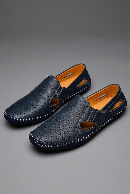 Men's Perforated Slip-On Breathable Summer Loafers - Side Angle | Lavisa