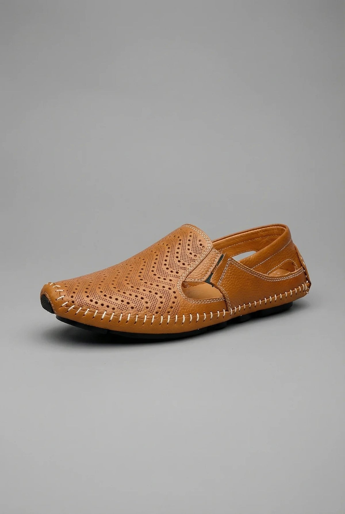 Men's Perforated Slip-On Breathable Summer Loafers - Close-Up Fabric Texture | Lavisa