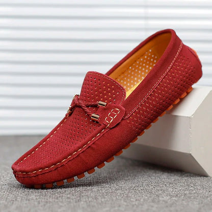 Men's Perforated Suede Slip-On Loafers - Variant Style 12 | Lavisa