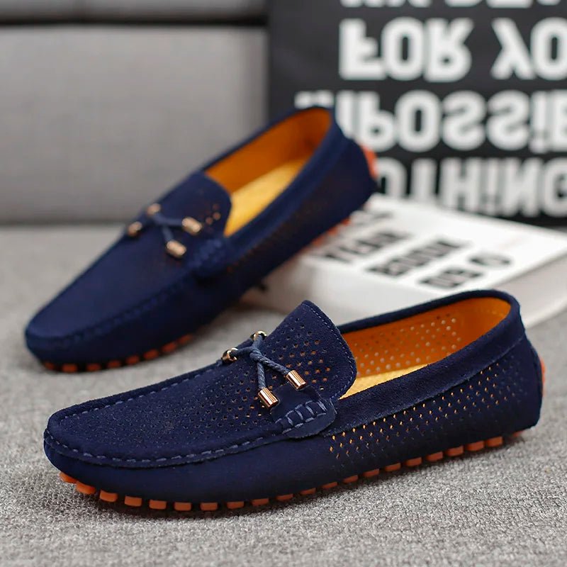 Men's Perforated Suede Slip-On Loafers - Variant Style 9 | Lavisa