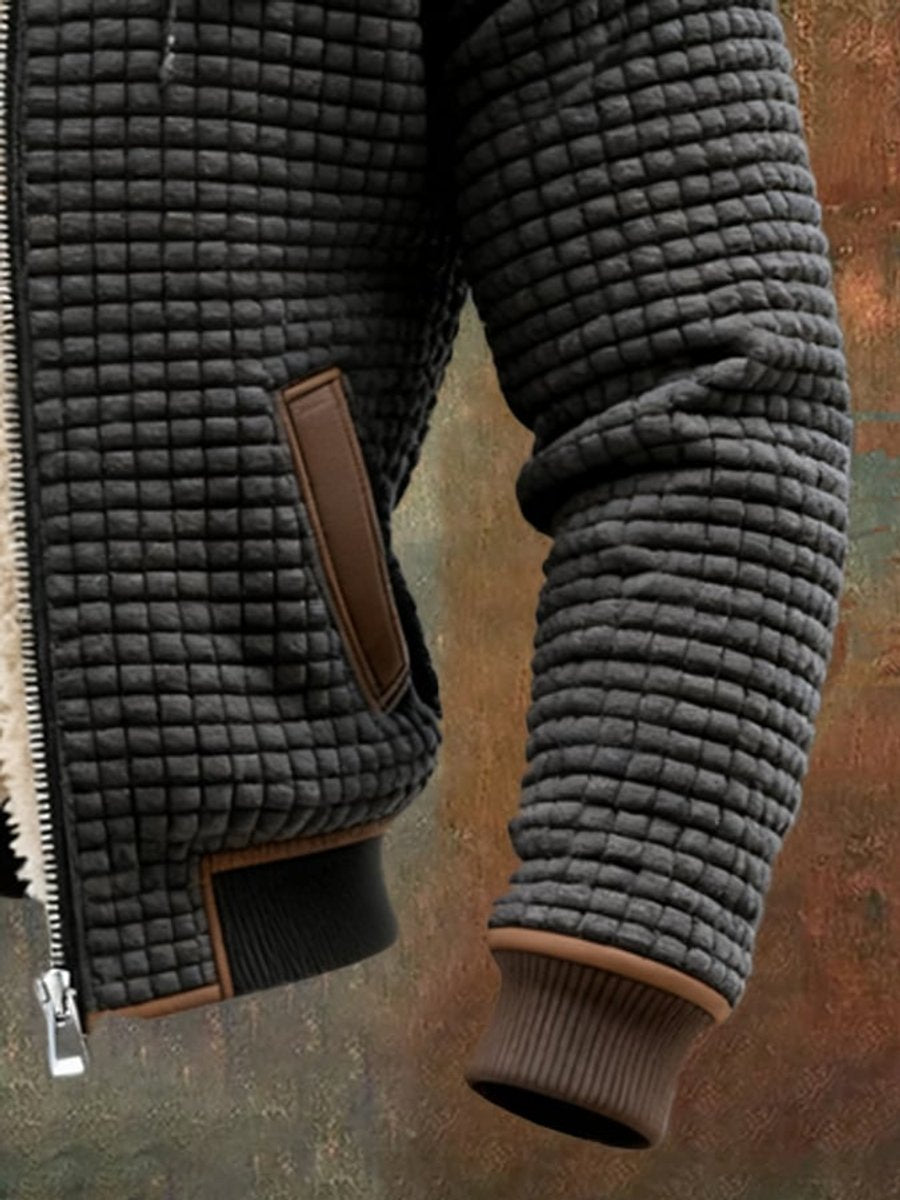 Mens Quilted Jacket Fleece-Lined Hooded Zip-Up Thermal Coat - Variant Style 8 | Lavisa