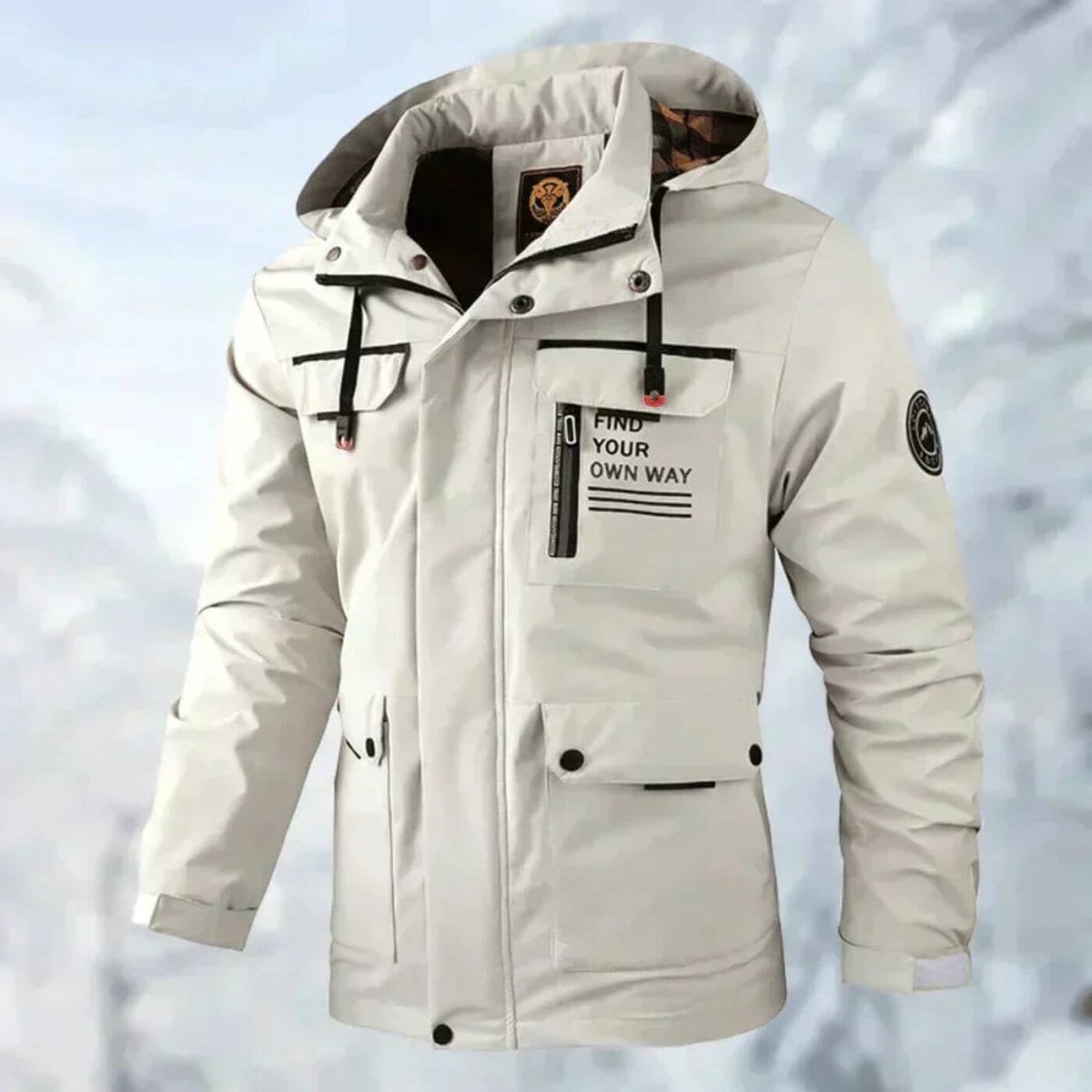 Mens Quilted Jacket Hooded Waterproof Windproof Outdoor Coat - Front View | Lavisa