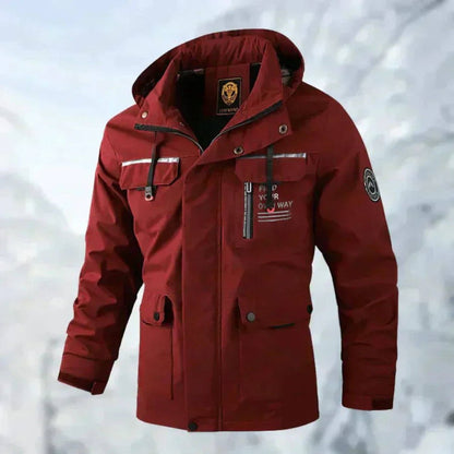 Mens Quilted Jacket Hooded Waterproof Windproof Outdoor Coat - Lifestyle & Model Angle | Lavisa