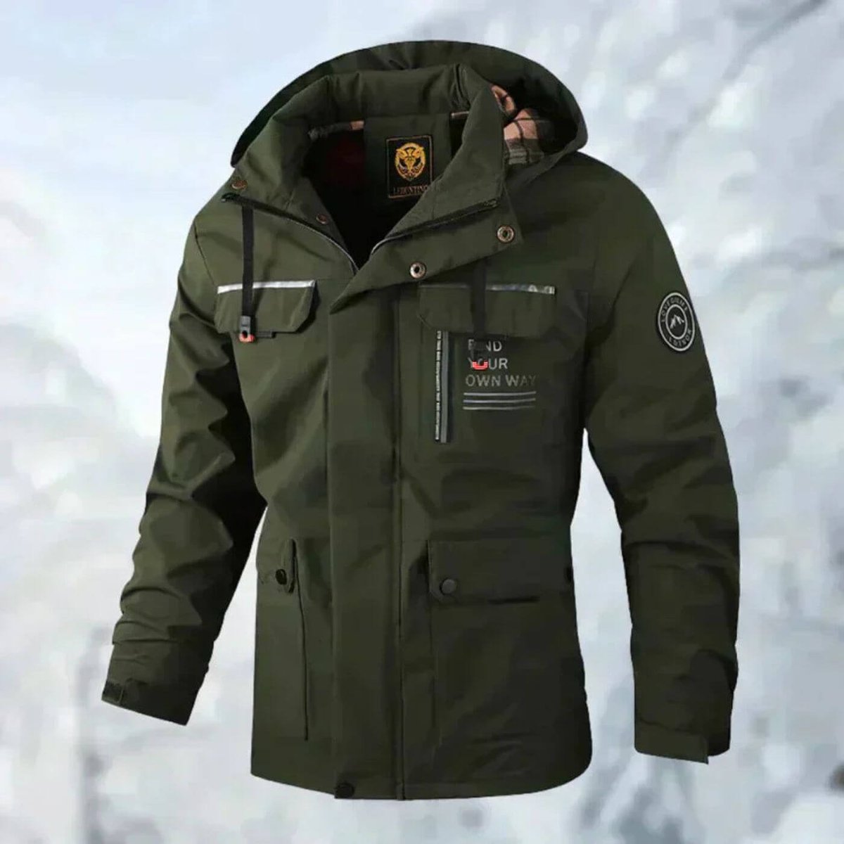 Mens Quilted Jacket Hooded Waterproof Windproof Outdoor Coat - Variant Angle | Lavisa