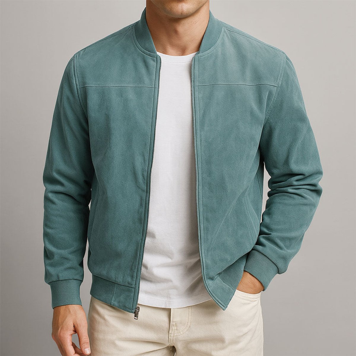 Lavisa - Mens Quilted Jacket Slim-Fit Suede Bomber Jacket