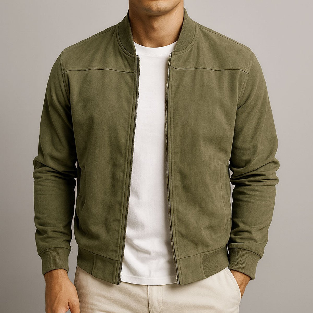 Lavisa - Mens Quilted Jacket Slim-Fit Suede Bomber Jacket