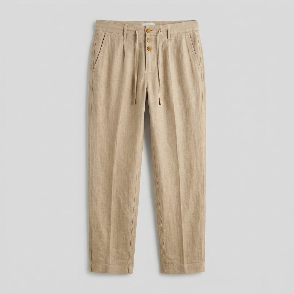 Men's Relaxed-Fit Drawstring Linen Straight-Leg Trousers - Variant Style 7 | Lavisa