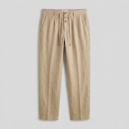 Men's Relaxed-Fit Drawstring Linen Straight-Leg Trousers - Variant Style 7 | Lavisa