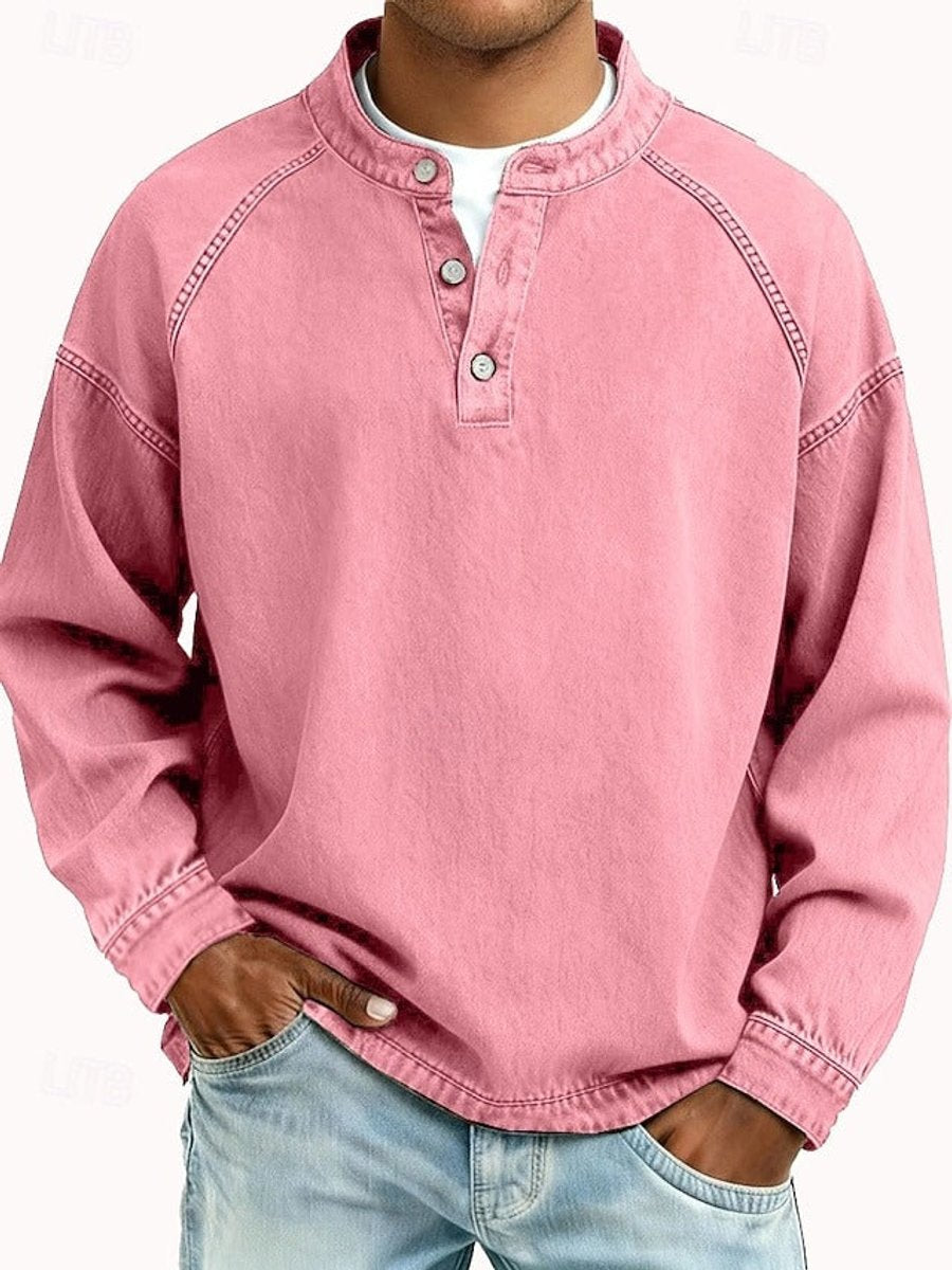 Men's Retro Washed Henley Long-Sleeve Knit Sweater Pullover - Variant Style 9 | Lavisa