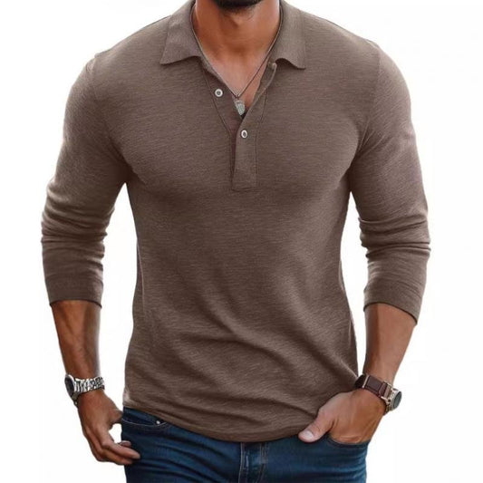 Lavisa - Men's Satin-Smooth Slim Fit Long Sleeve Polo Shirt