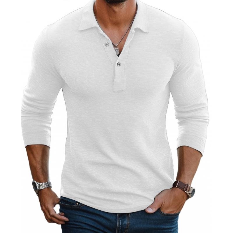 Men's Satin-Smooth Slim Fit Long Sleeve Polo Shirt - Back View | Lavisa