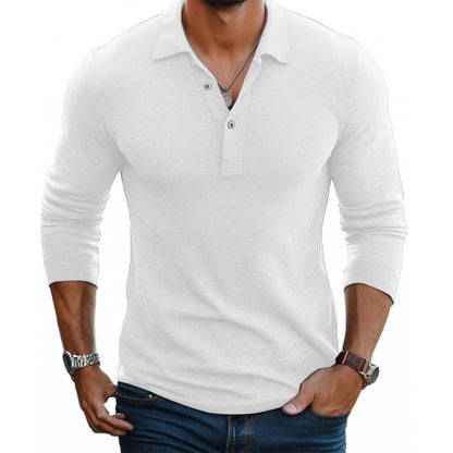 Men's Satin-Smooth Slim Fit Long Sleeve Polo Shirt - Back View | Lavisa