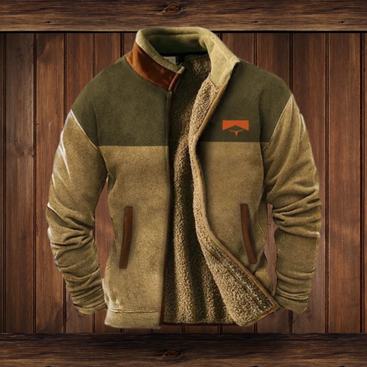 Men's Sherpa-Lined Aztec-Print Zip-Up Fleece Jacket - Variant Angle | Lavisa