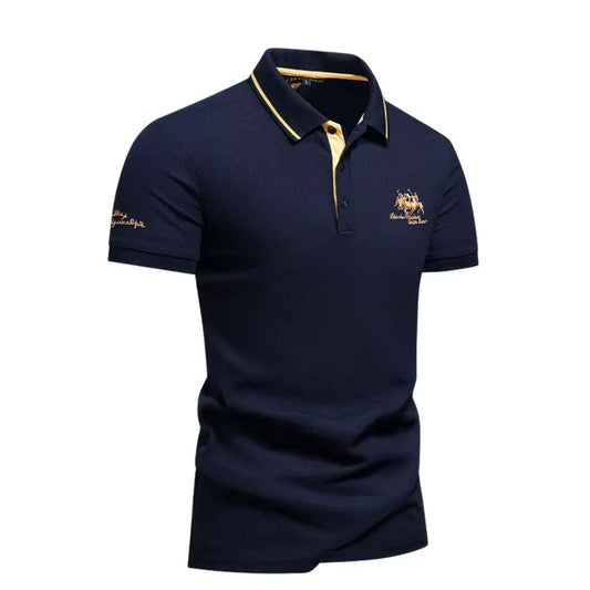 Lavisa - Men's Short-Sleeve Tipped-Collar Cotton Polo Shirt