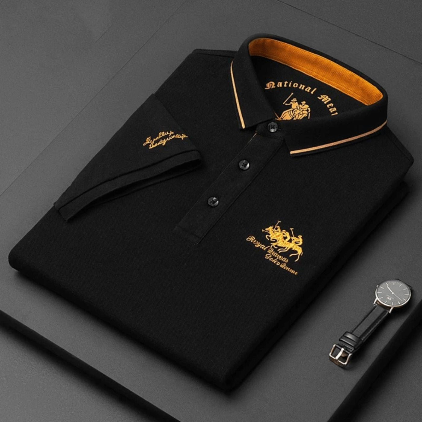 Lavisa - Men's Short-Sleeve Tipped-Collar Cotton Polo Shirt