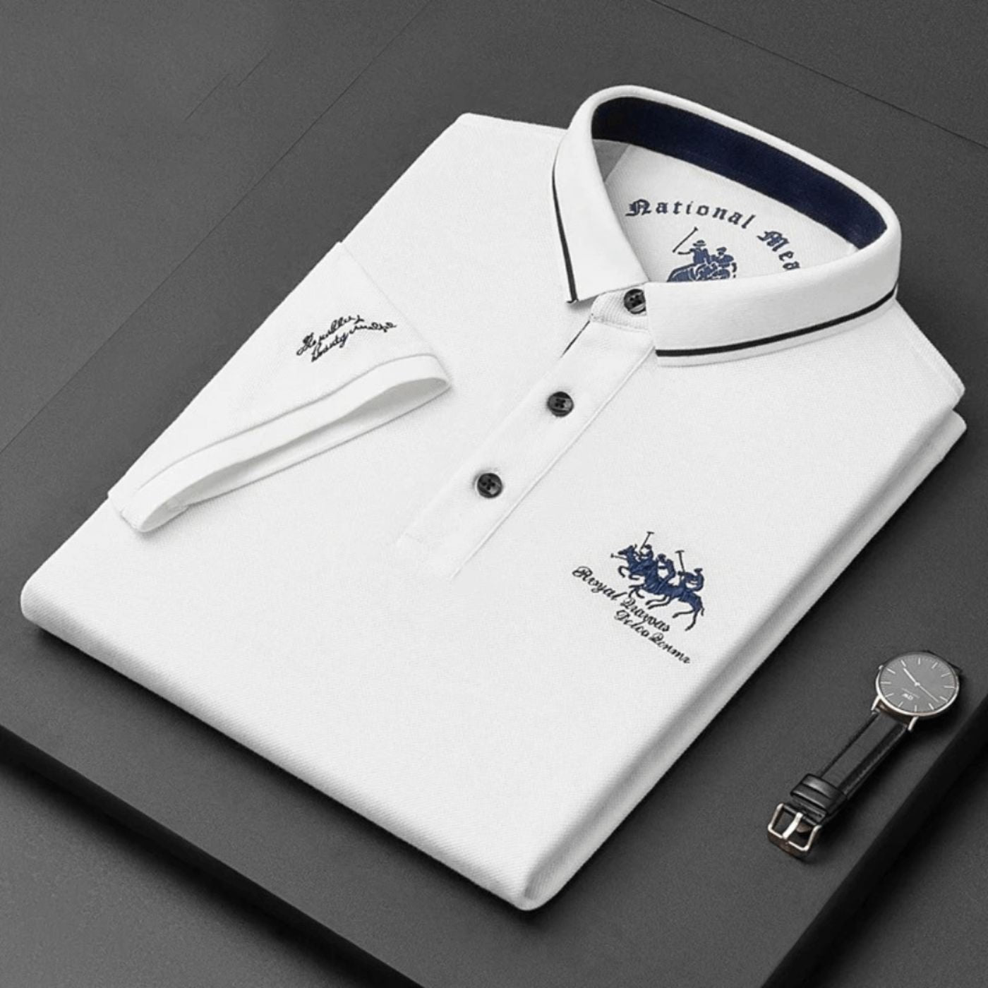Lavisa - Men's Short-Sleeve Tipped-Collar Cotton Polo Shirt