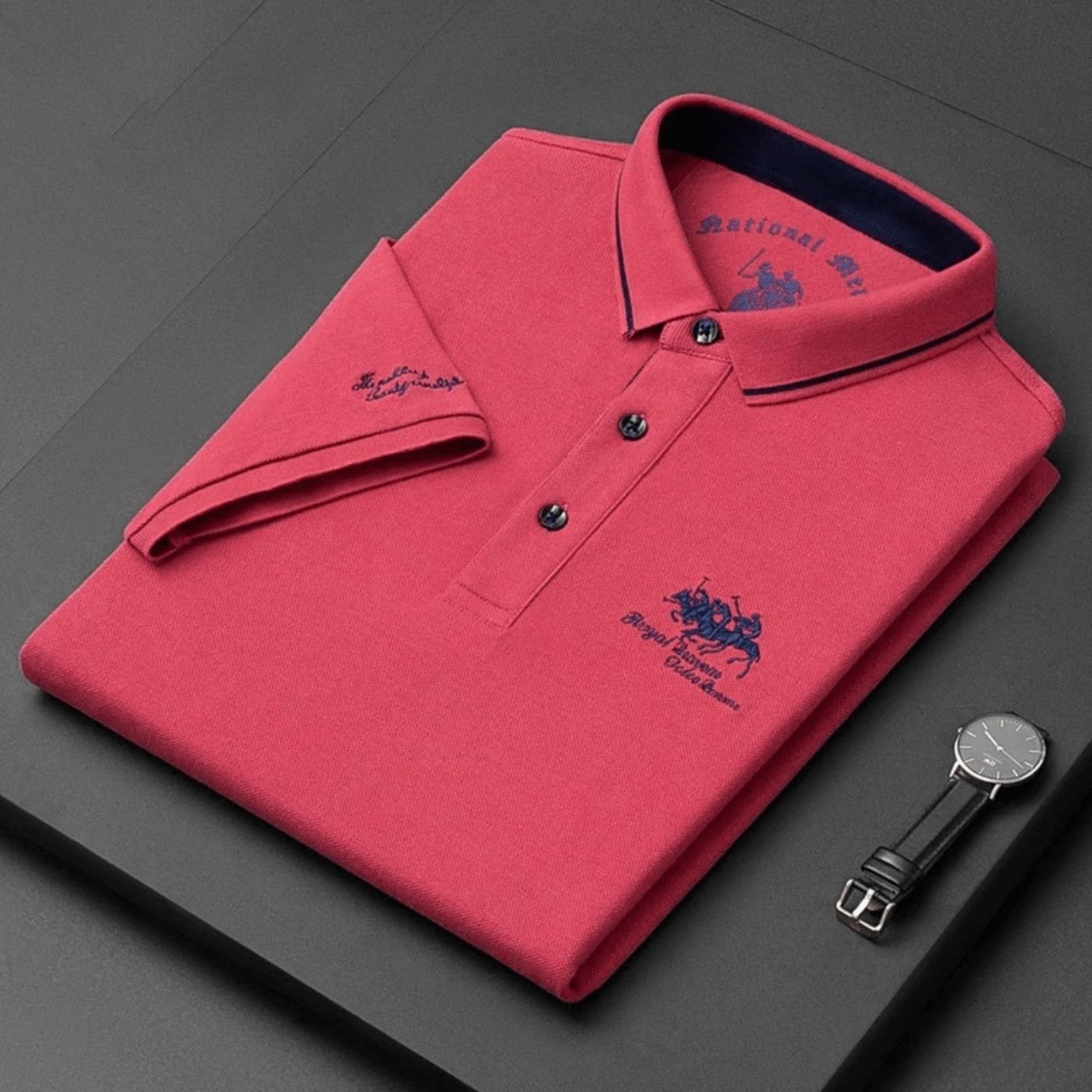 Lavisa - Men's Short-Sleeve Tipped-Collar Cotton Polo Shirt