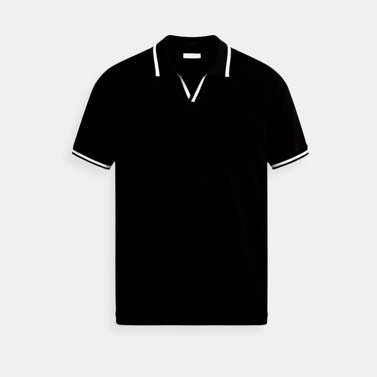 Men's Slim Fit Open-Collar Knit Cotton Polo Shirt - Side Angle | Lavisa