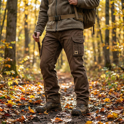 Men's Slim Tapered Cargo Trousers Bull Patch Side Pockets - Close-Up Texture & Detail | Lavisa