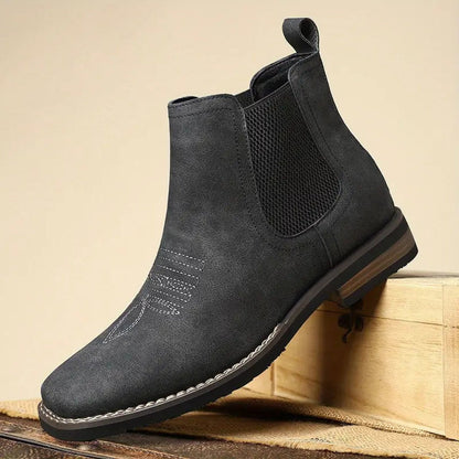 Lavisa - Men's Slip-On Chelsea Boots Tan Faux Leather Western Stitch