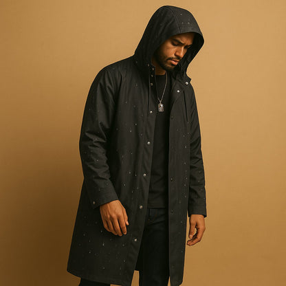 Lavisa - Men's Waterproof Hooded Long Rain Jacket Casual Fit EVA