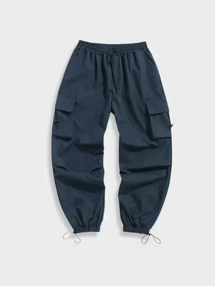 Men's Wide-Leg Cargo Trousers with Adjustable Toggle Cuffs - Back View | Lavisa