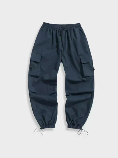 Men's Wide-Leg Cargo Trousers with Adjustable Toggle Cuffs - Back View | Lavisa