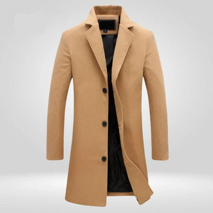 Lavisa - Mens Wool Coat Single-Breasted Long Overcoat