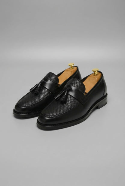 Men's Woven Tassel Slip-On Loafers Smart Formal Shoes - Front View | Lavisa