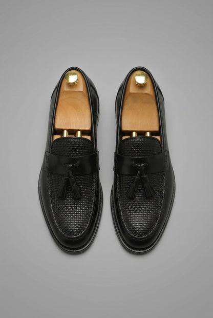 Men's Woven Tassel Slip-On Loafers Smart Formal Shoes - Side Angle | Lavisa