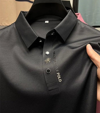 Men's Wrinkle- Polo Shirt Cotton Elastane Blend Short Sleeve - Side Angle | Lavisa