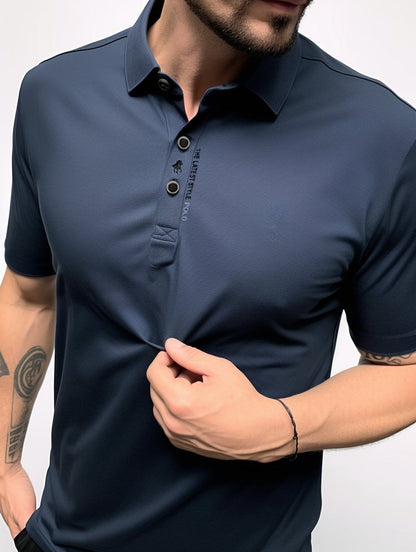 Men's Wrinkle- Polo Shirt Cotton Elastane Blend Short Sleeve - Lifestyle & Model Angle | Lavisa
