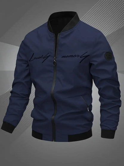 Men's Zip-Up Polyester Bomber Jacket Baseball Collar - Variant Style 11 | Lavisa
