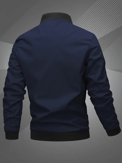 Men's Zip-Up Polyester Bomber Jacket Baseball Collar - Variant Style 12 | Lavisa