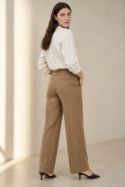 Lavisa - Tailored High Waisted Wide Leg Wool Blend Trousers